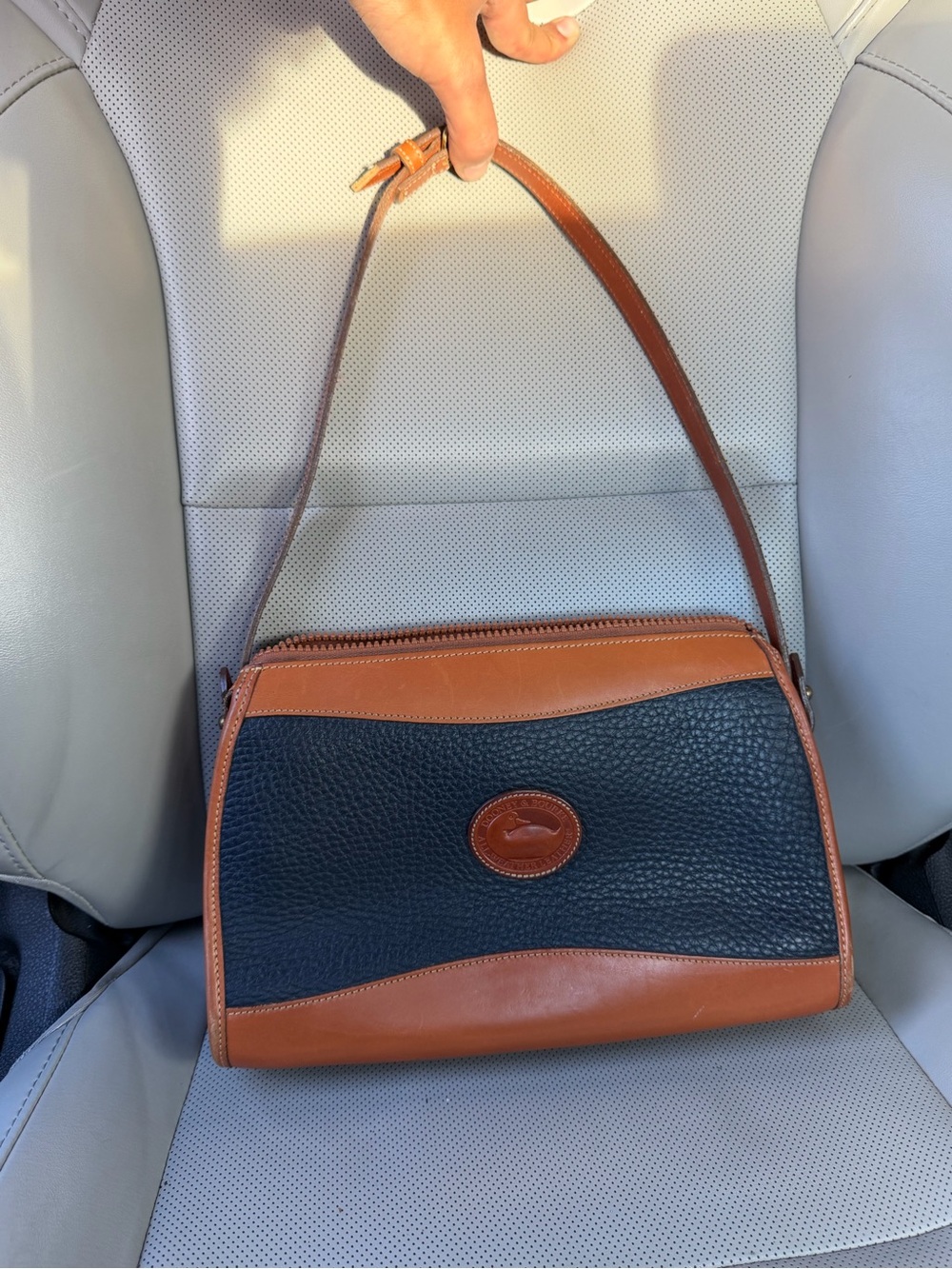 Dooney & Bourke Black and Brown Pebbled Leather Shoulder Bag